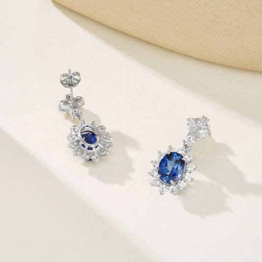 Pendientes colgantes de plata de ley con zafiros de laboratorio [dimension]